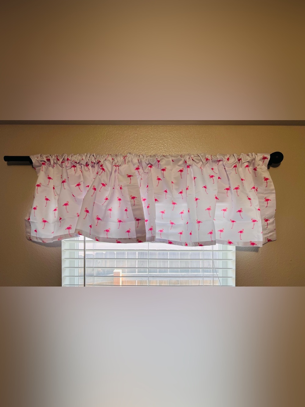 Pink Flamingo Valance Curtains -18x54